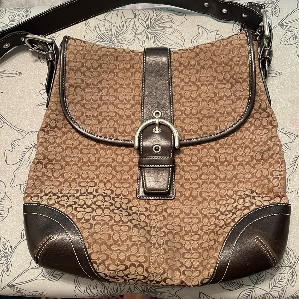 Authentic Coach Shoulder Bag, Purse ca. 2002 brown, tan